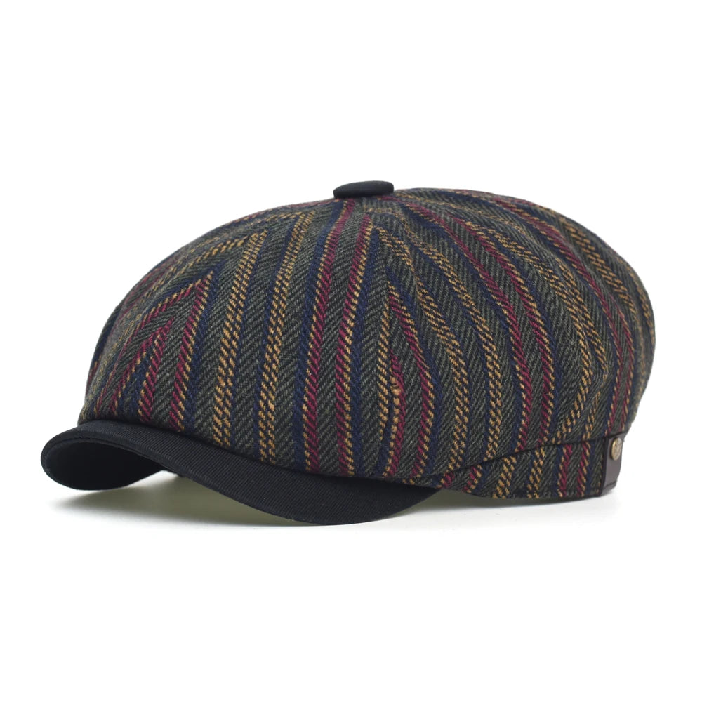 Belfast Striped Newsboy Cap Newsie Bakerboy Paperboy Cabbie Hat