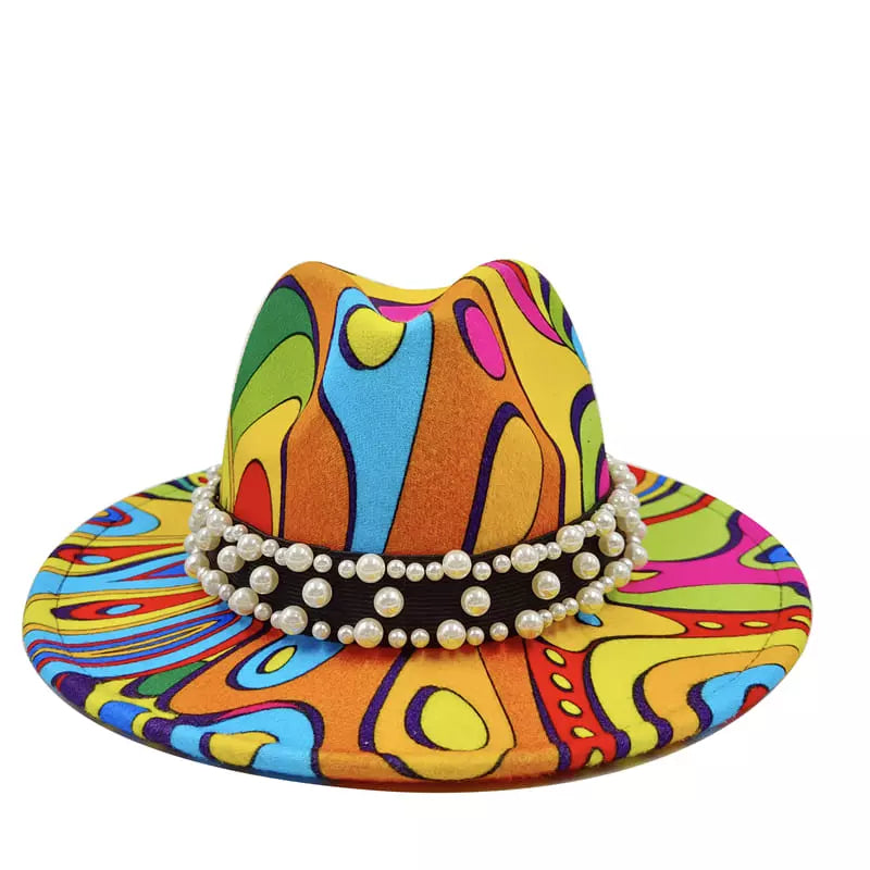 ▷ Psychedelic Abstract Fedora Hat | Mind-bending Design  display picture 2