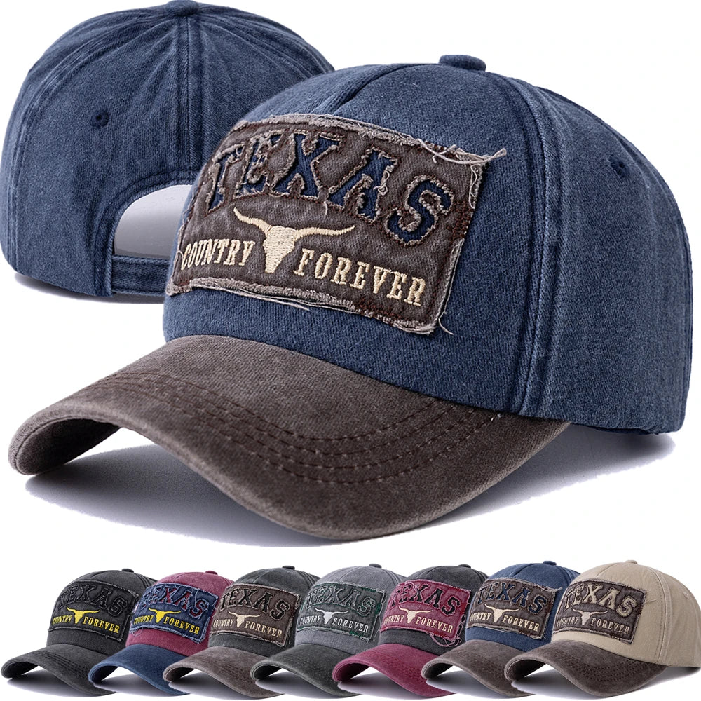Vintage Bull Texas Katoen Baseball Cap Cowboy Mannen Vintage Bull Texas Katoen Baseball Cap Cowboy Mannen