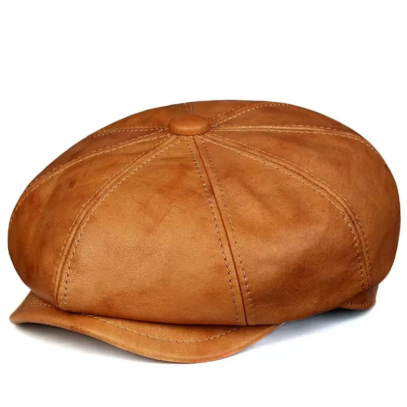 Mens leather cabbie hat sales