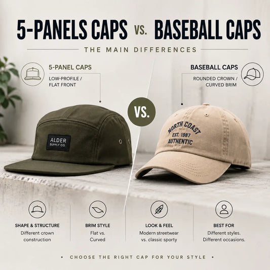 5-Panels Caps vs. Baseball Caps: The Main Differences