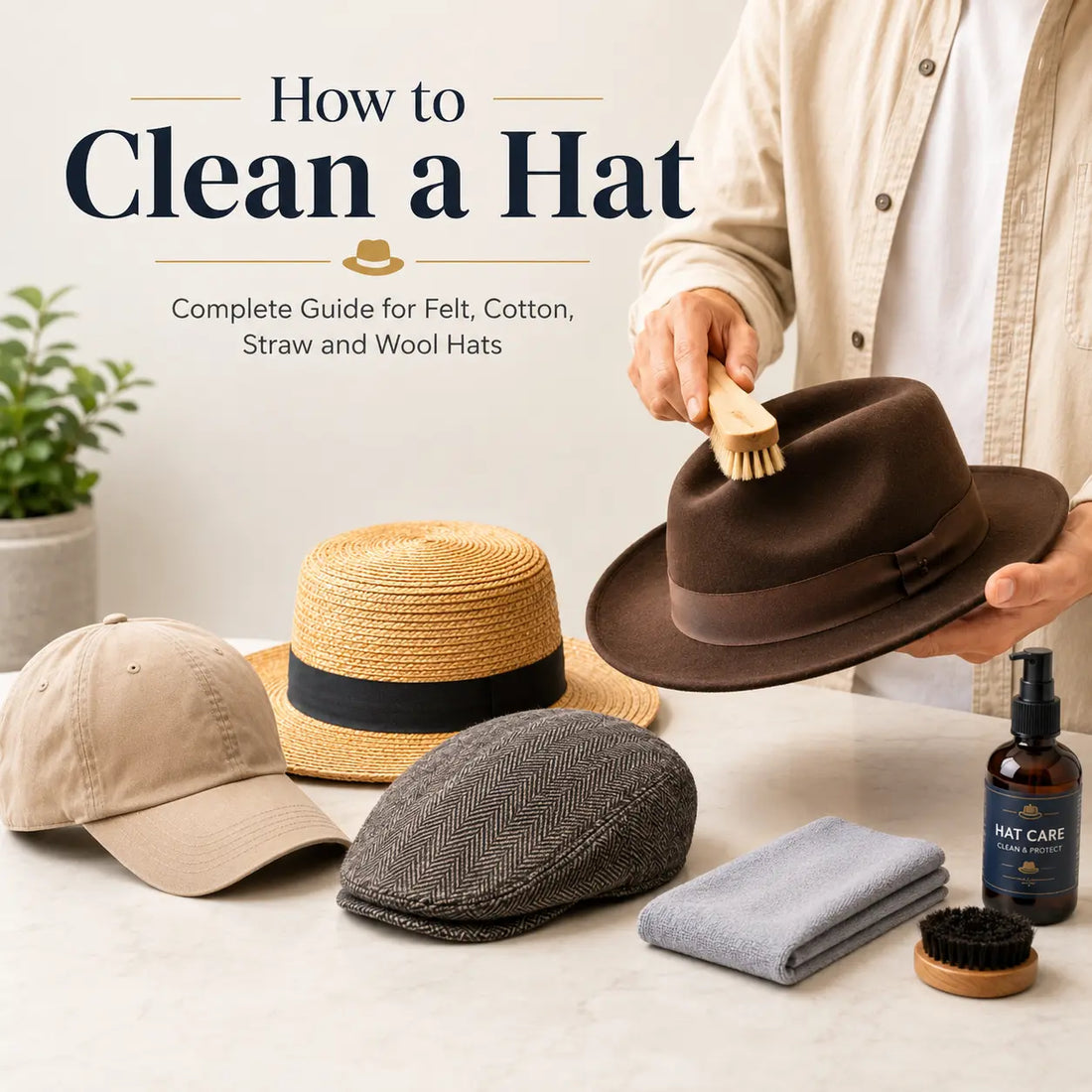 How to Clean a Hat: Complete Guide for Felt, Cotton, Straw and Wool Hats