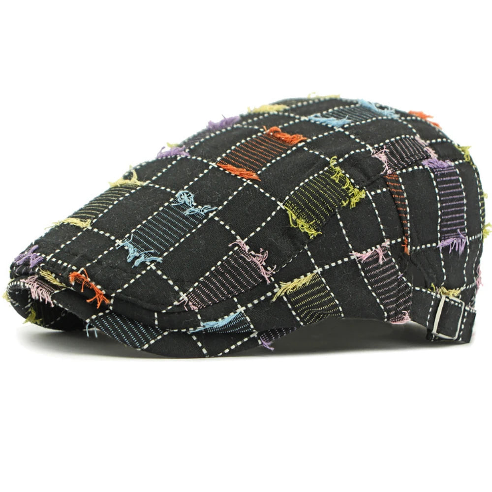 Anderson Knitted Plaid Flat Cap | Distressed Tartan Ivy Hat – Ghelter