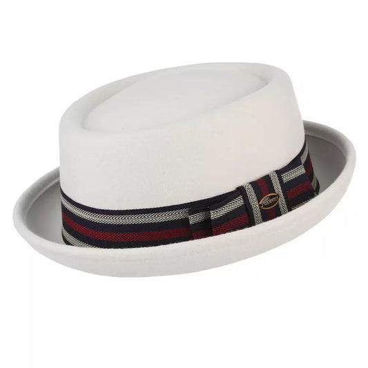 Bourget White Wool Porkpie Hat