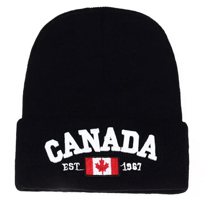 flag-canadian-winter-elastic-hat-embroidered-cotton