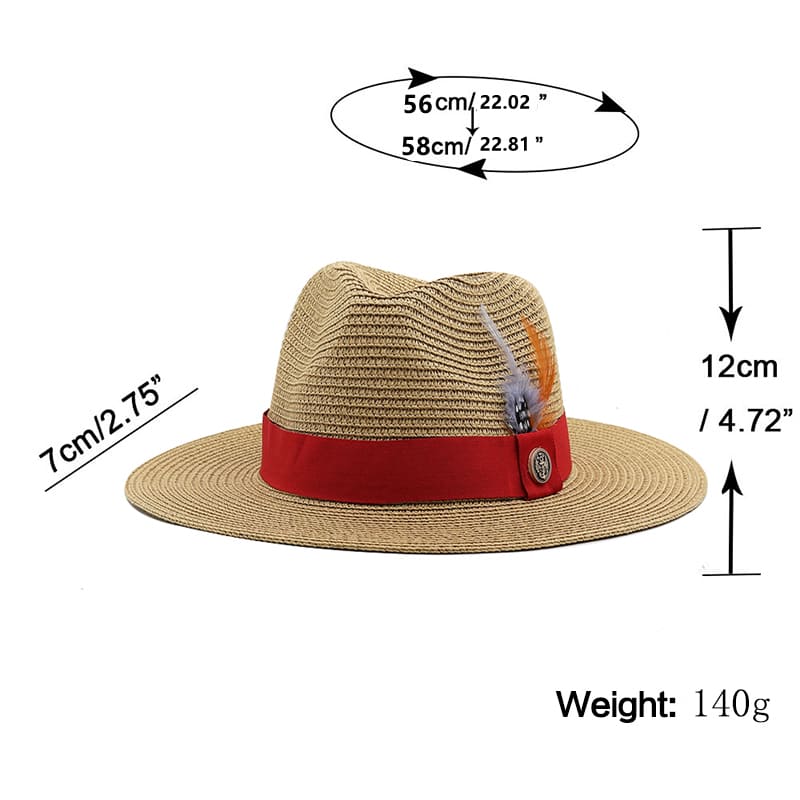 Cannes Feathers Straw Fedora Hat