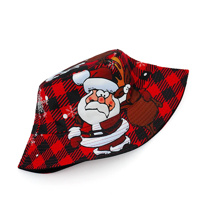 Christmas Santa Claus Reversible Bucket Hat Fisherman Hat Ghelter