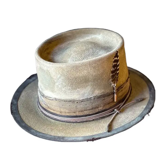 Clarence Retro Feathers Wool Porkpie Hat