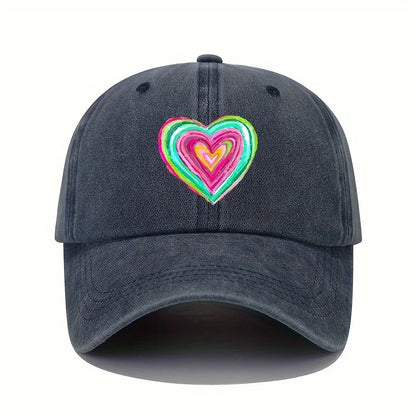 Concentric Hearts Washed Cotton Baseball Cap