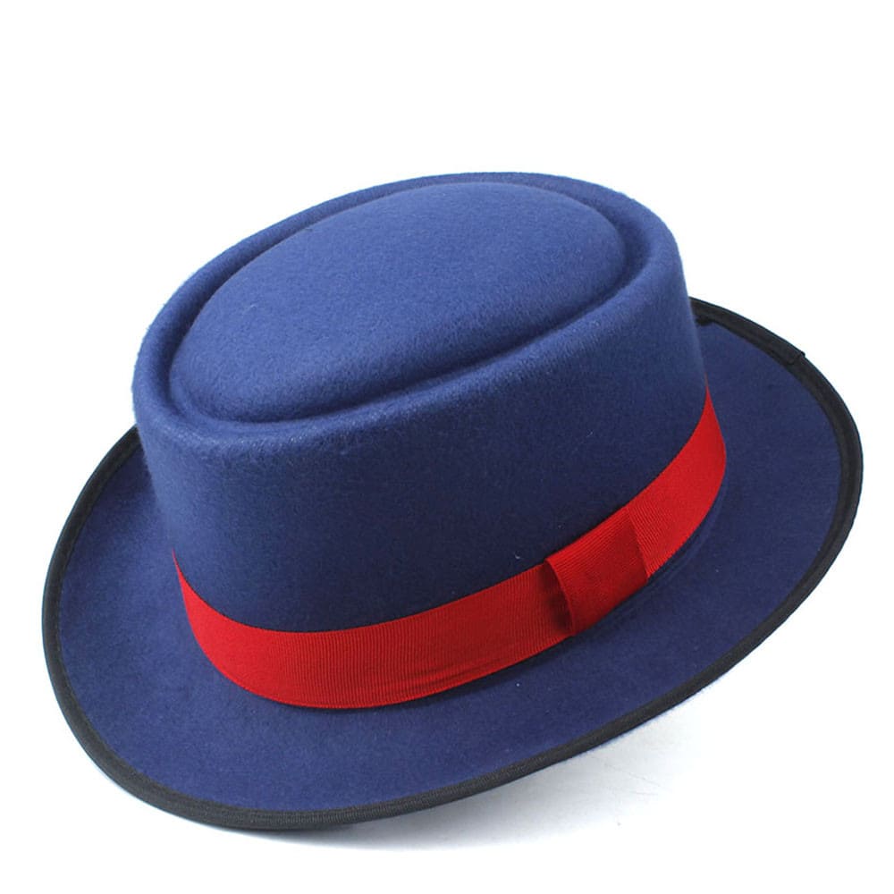 Crowley Red Ribbon Wool Porkpie Hat