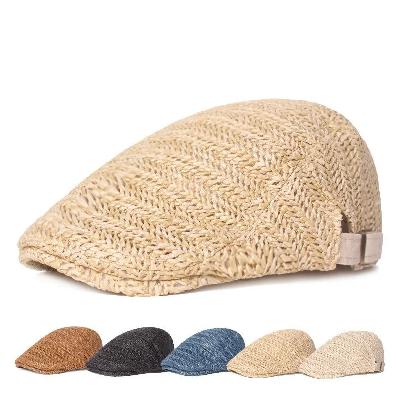 Cap Da That Da Souza Summer Straw Flat Cap | Lightweight Breathable Cabbie Hat ...