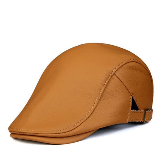 Dallas Camel Genuine Leather Flat Cap