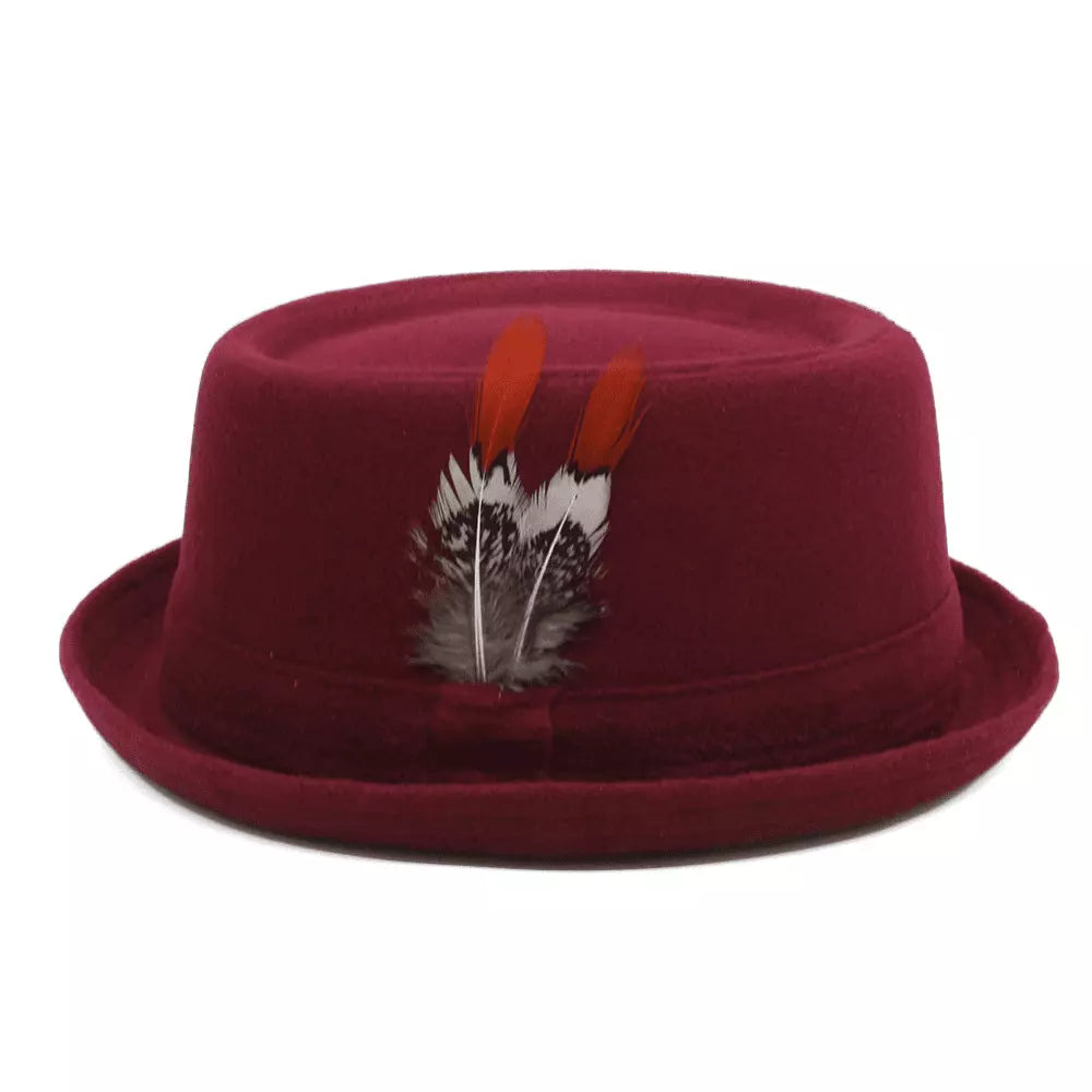 Diderot Feathers Wool Porkpie Hat