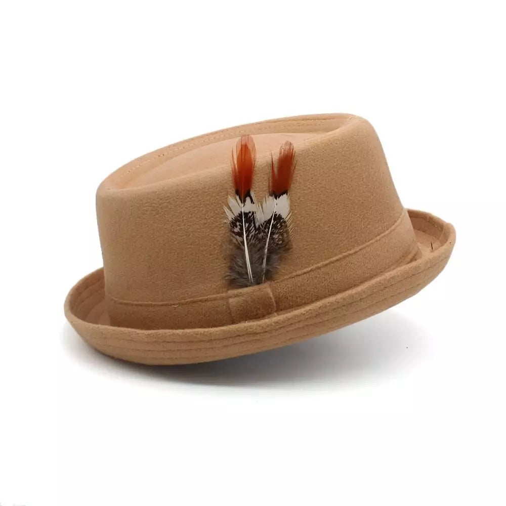 Diderot Feathers Wool Porkpie Hat