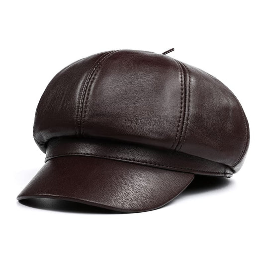 Joliet Genuine Leather Newsboy Cap