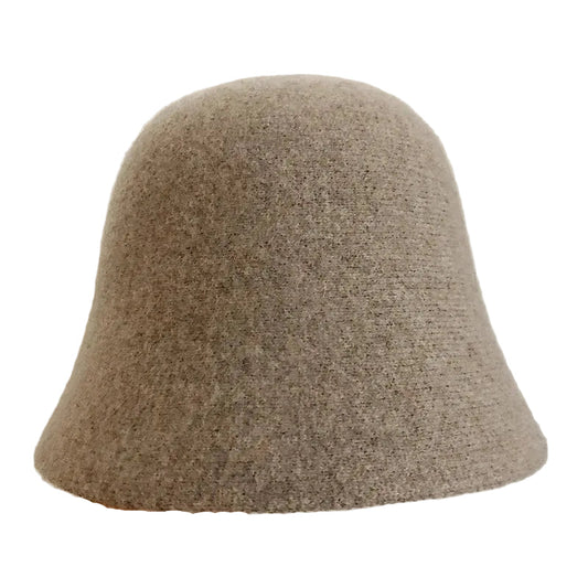 A women's hat made of wool felt, with a hemispherical crown, a cylindrical body, and a short brim. It was the signature women's hat of the 1920s.