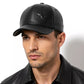 Larkin Short Brim Genuine Leather Baseball Cap