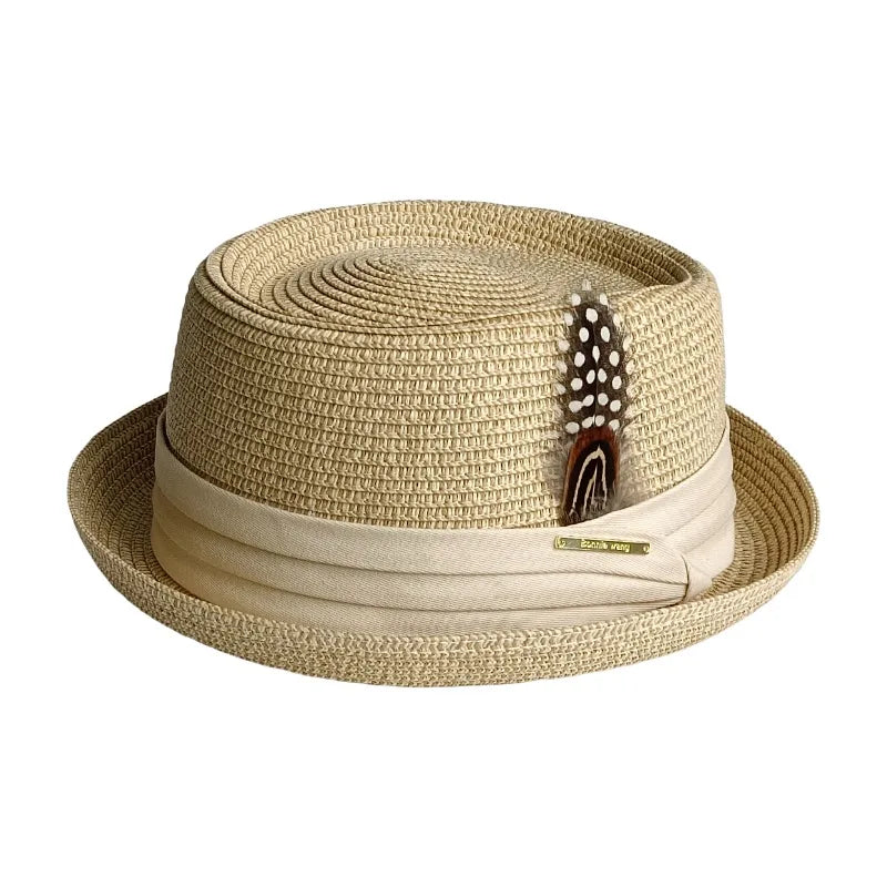 Sun-beach-headwear-unisex-vegetable-fibre-breathable-short-brim-handwoven