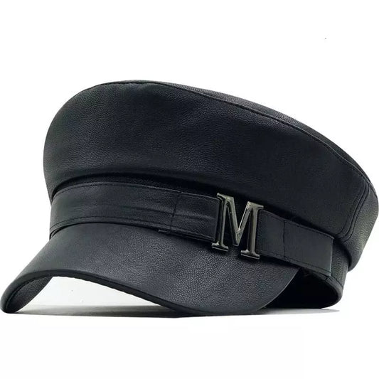 Marcel Black Leather Sailor Cap