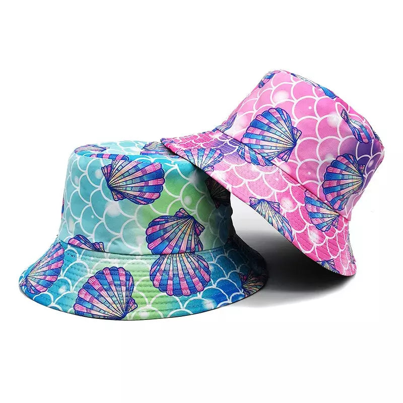 Ocean Shells Reversible Bucket Hat | Summer Fisherman Headwear – Ghelter