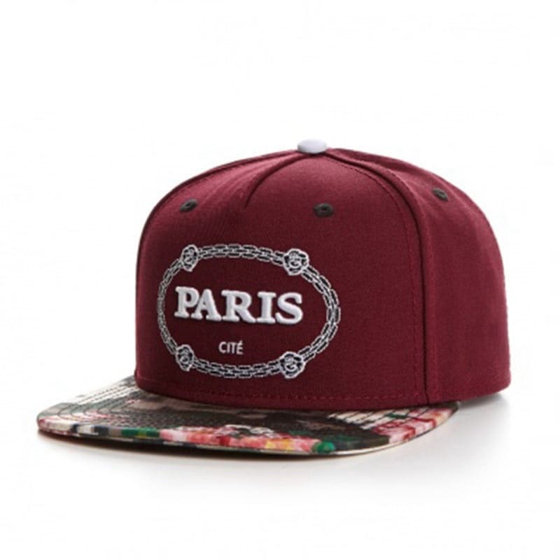 Paris Wine Red Snapback Cap