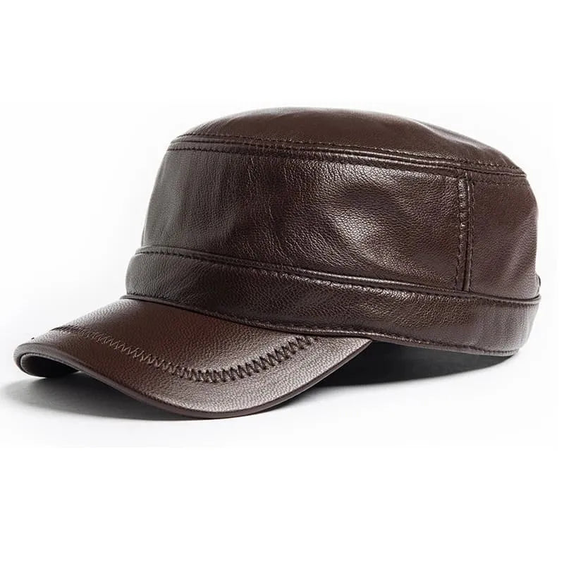 Plain leather baseball cap sales