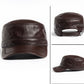 Plain Genuine Cowhide Leather Army Cap