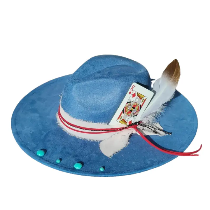 Poker of Aces Feathers Suede Fedora Hat