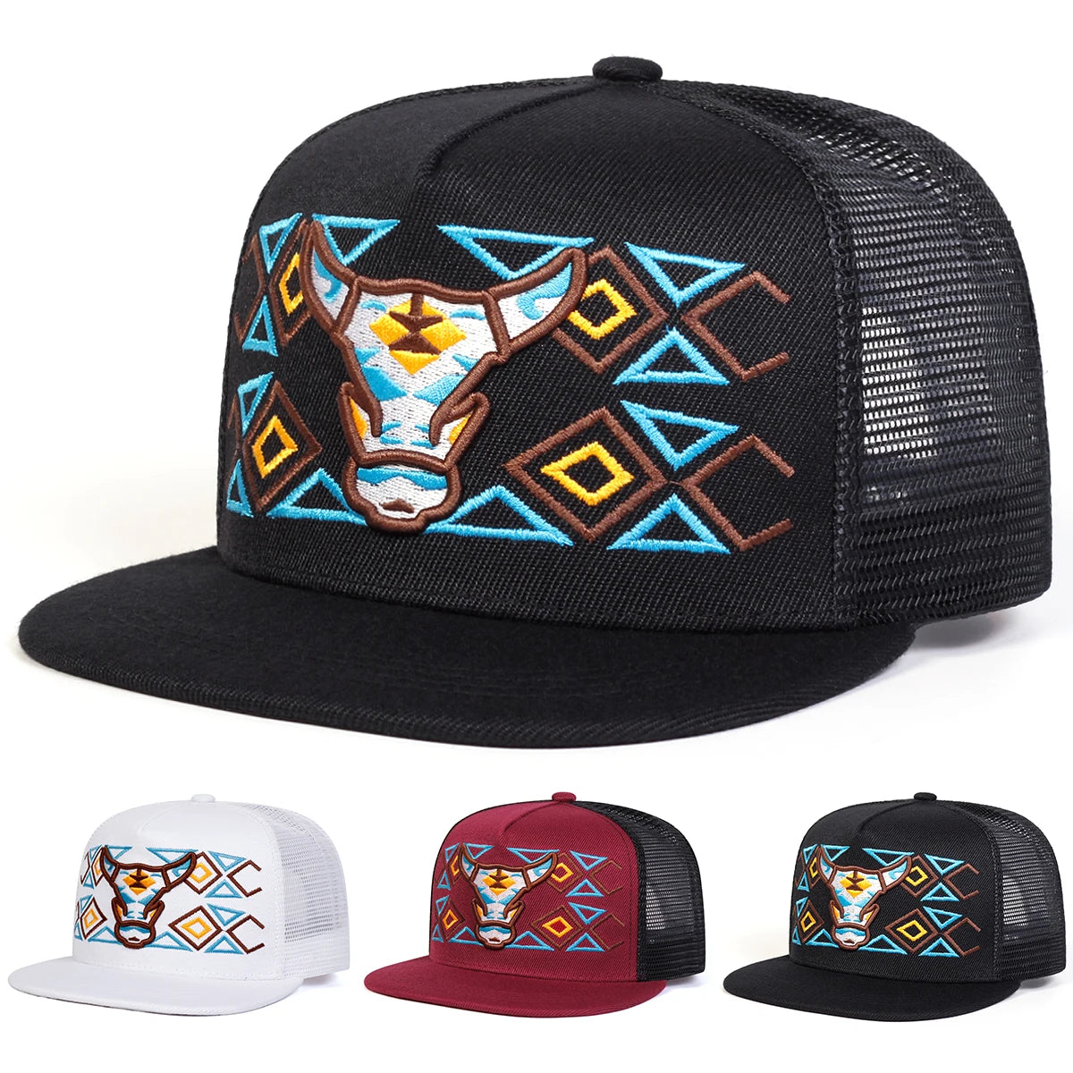 men-women-bill-mesh-western-bullskull-baseball-hat