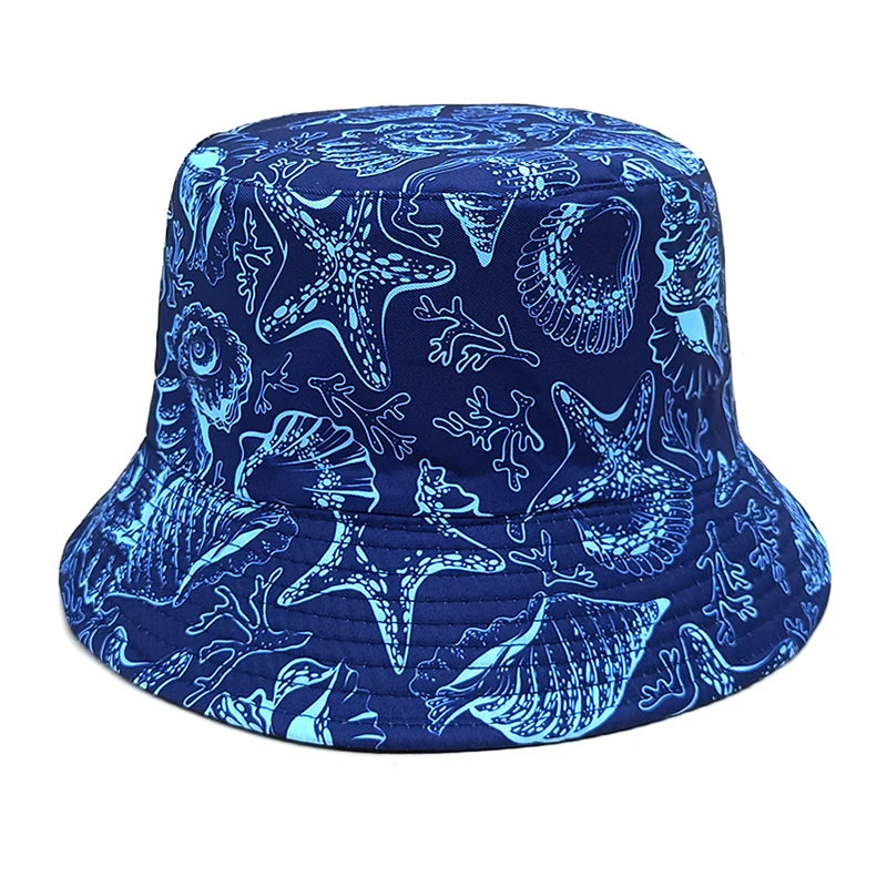Shells Print Reversible Bucket Hat | Ocean Beach Fisherman Hat – Ghelter