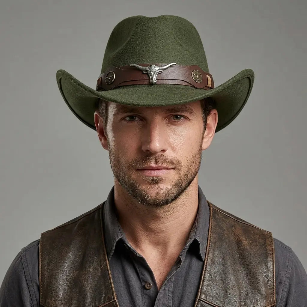 western-hat-leather-belt-metalic-vintage