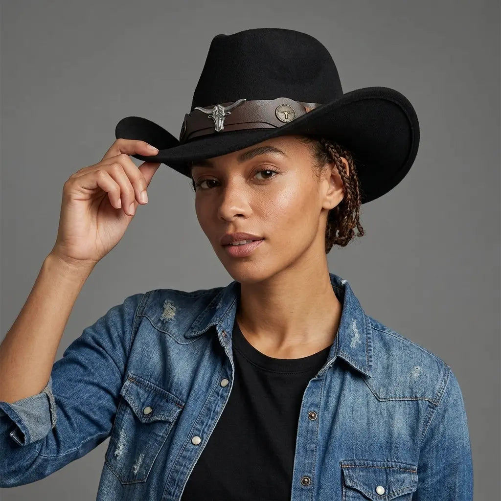 western-hat-leather-belt-metalic-vintage