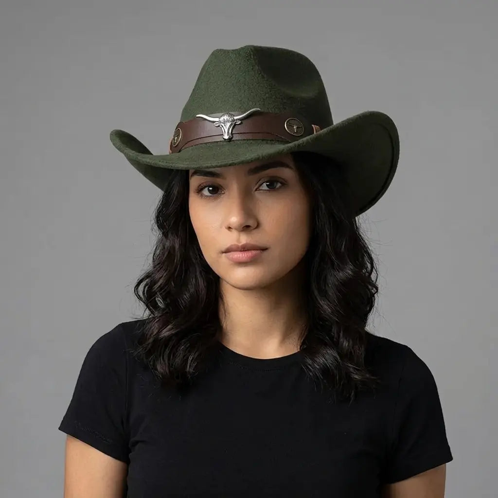 western-hat-leather-belt-metalic-vintage
