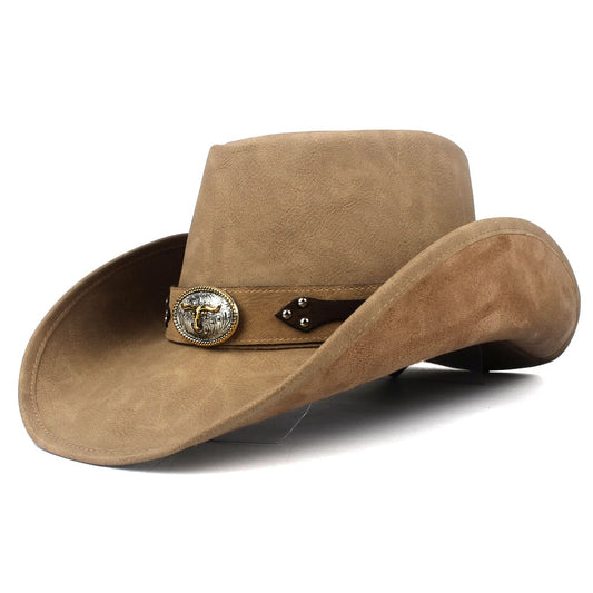 Silver Taurus Leather Cowboy Hat