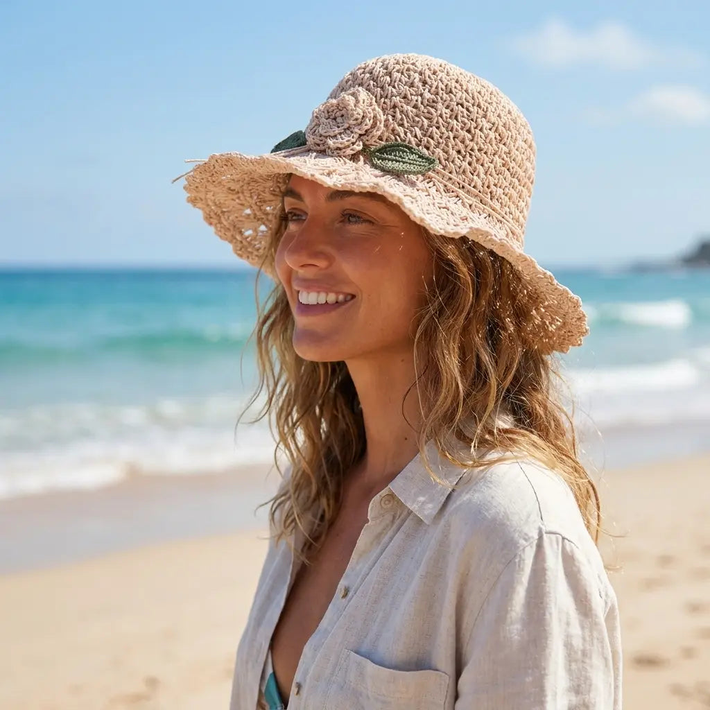 woman-vintage-retro-floral-beach-female-hat