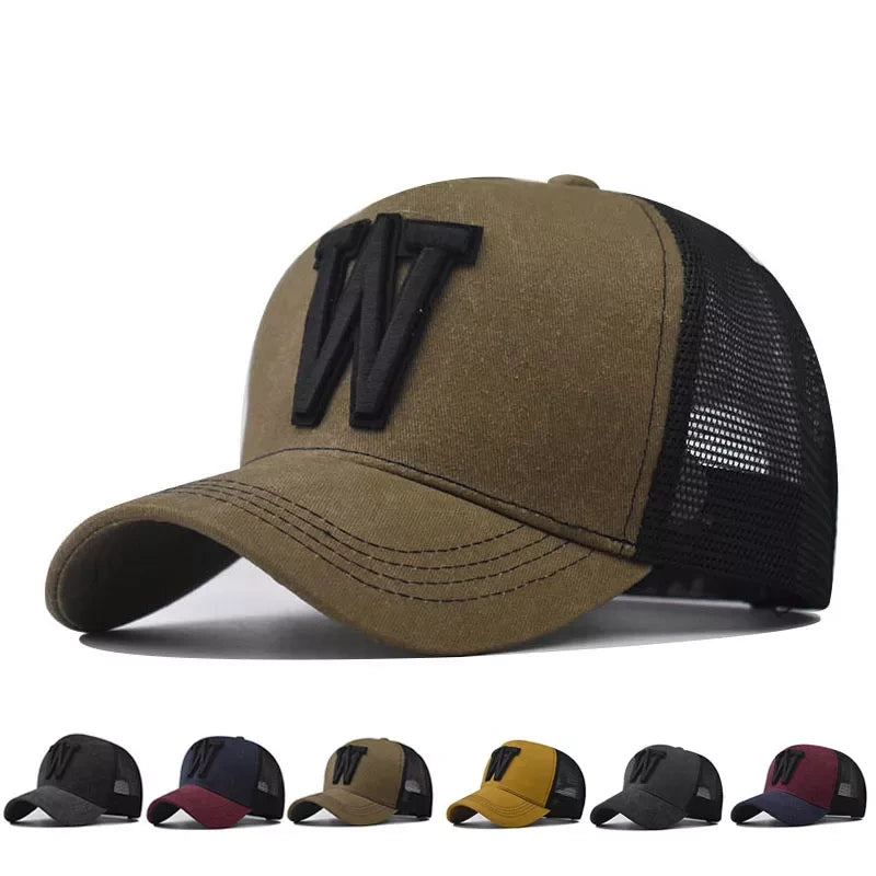 W Letter Cotton Trucker Cap | Mesh Baseball Cap – Ghelter
