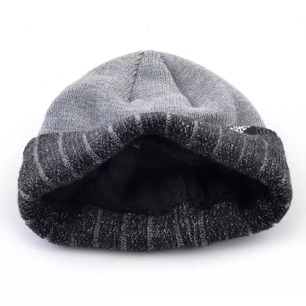 Winter Ice Striped Thick Beanie