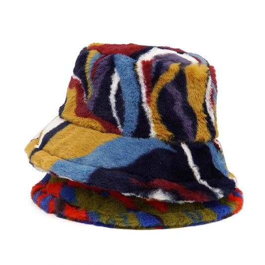 Autumn Abstract Fur Bucket Hat