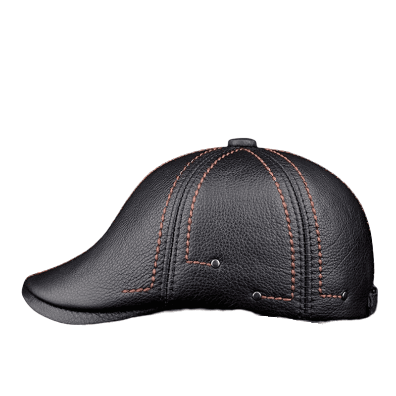 Black Genuine Leather Duckbill Cap