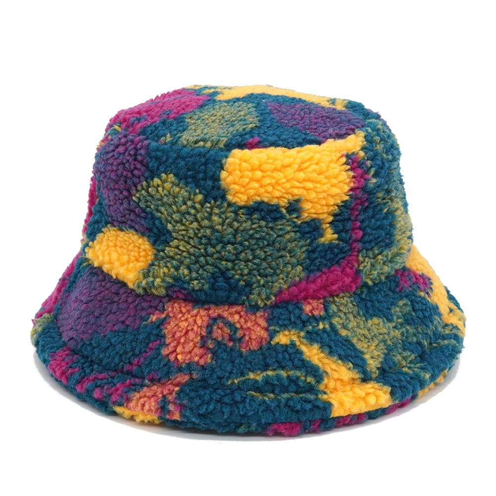 Camouflage Print Fur Bucket Hat