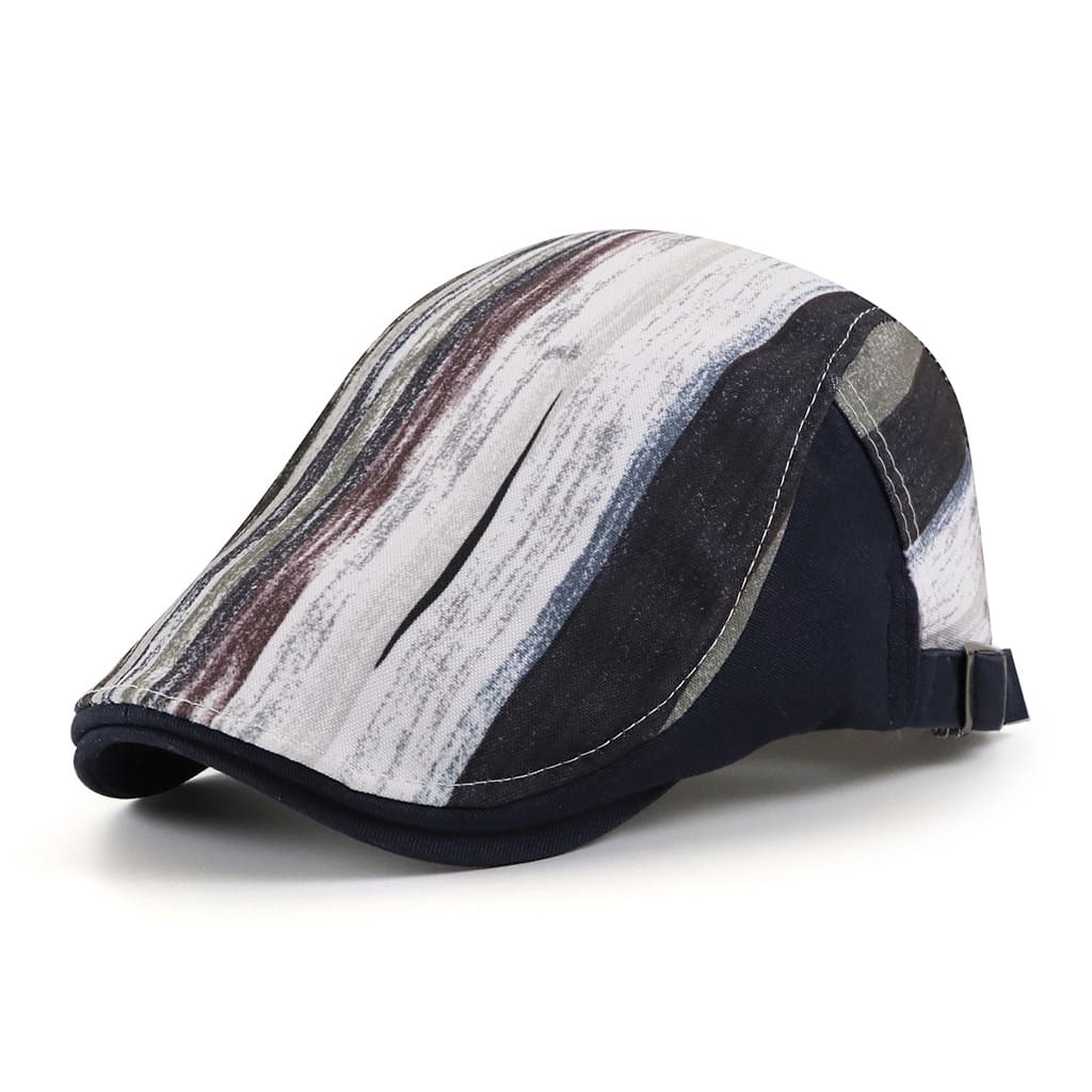 Chessy Striped Cotton Flat Cap