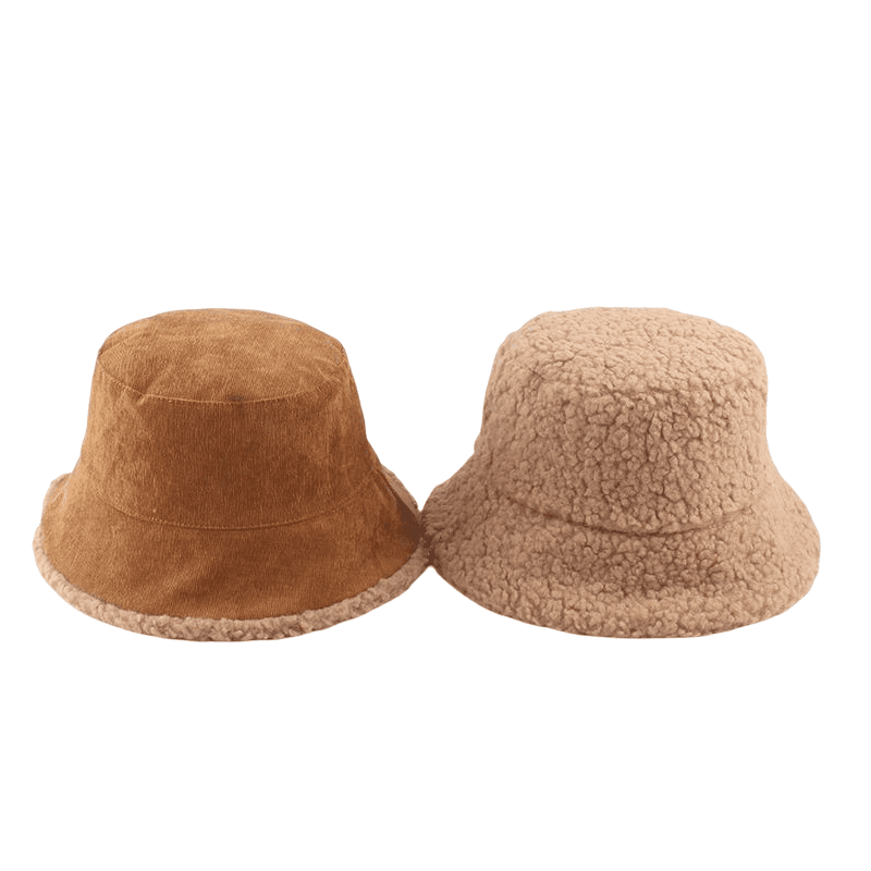 Corduroy Lamb Fur Bucket Hat