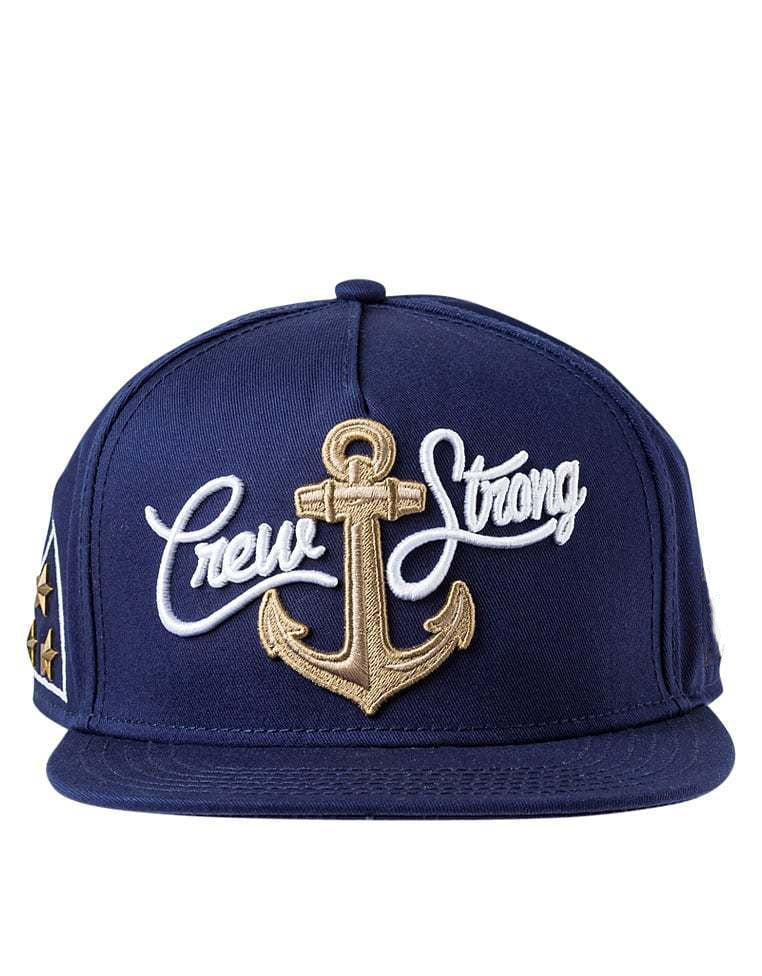 Crew Strong Navy Blue Snapback Cap
