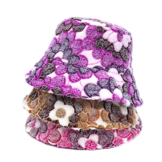 flowers-spring-daisies-fisherman-headwear-winter-furry-cold-protection-soft-adjustable