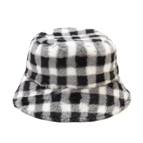 GLTR Plaid Fur Bucket Hat