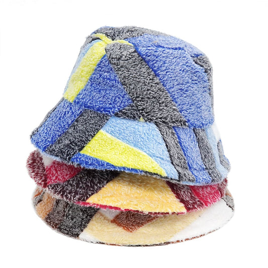 Geometric Print Fur Bucket Hat