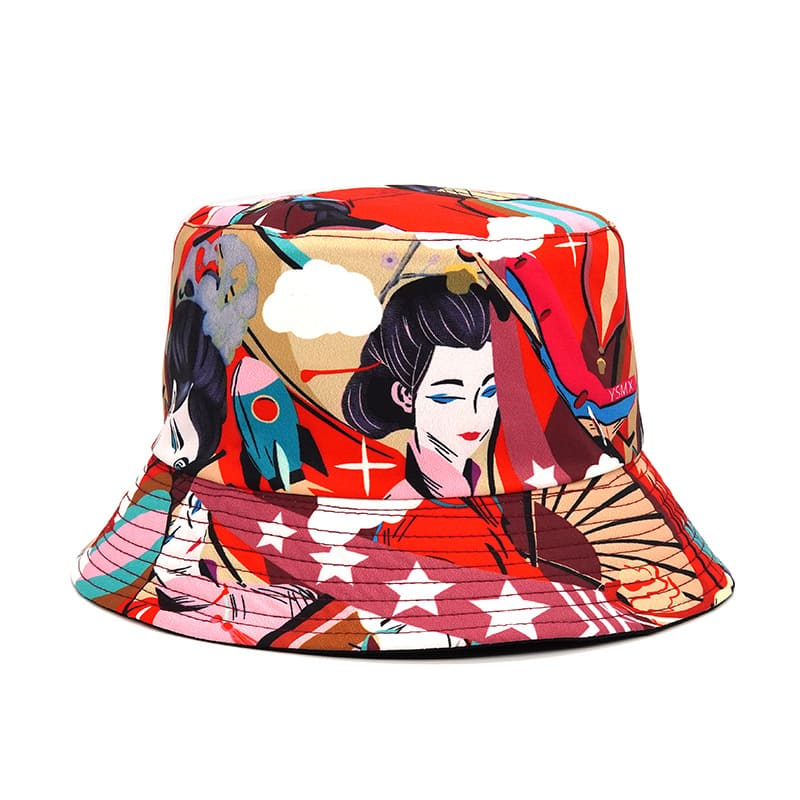 Japanese Kimono Red Bucket Hat
