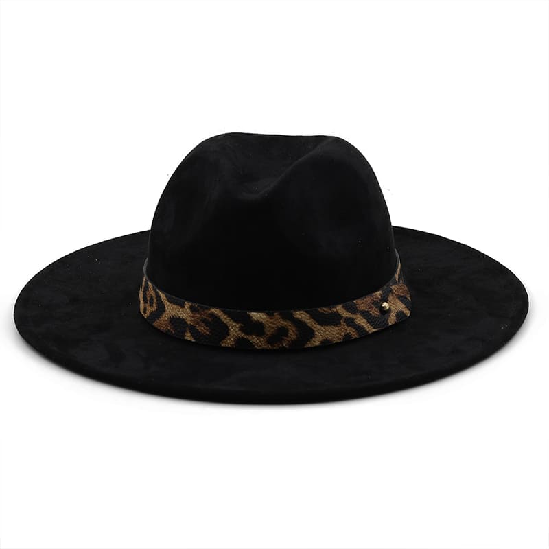 Leopard Belt Suede Fedora Hat