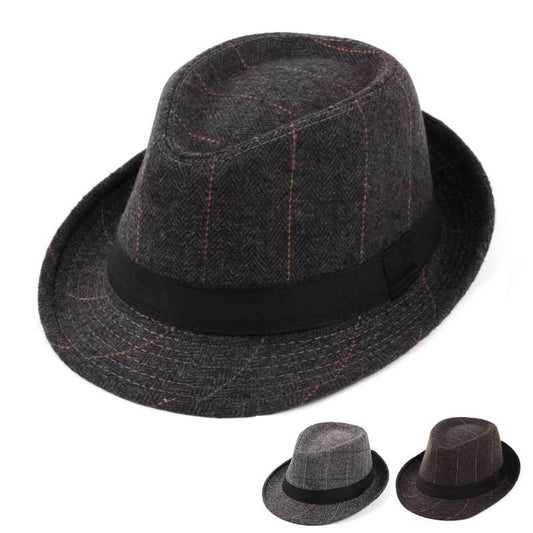 Plaid & Herringbone Trilby Hat