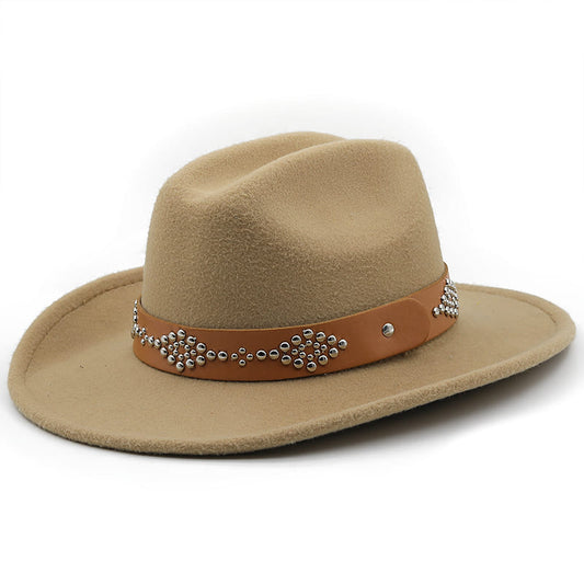 Studded Ribbon Wool Homburg Hat